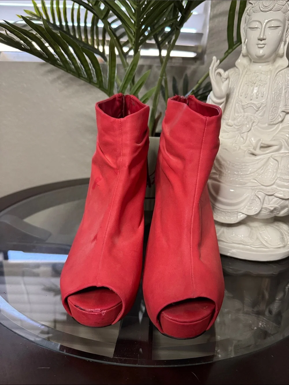 Rock & Republic Red Tassel Peep-Toe platform Ankle Boots - Women
